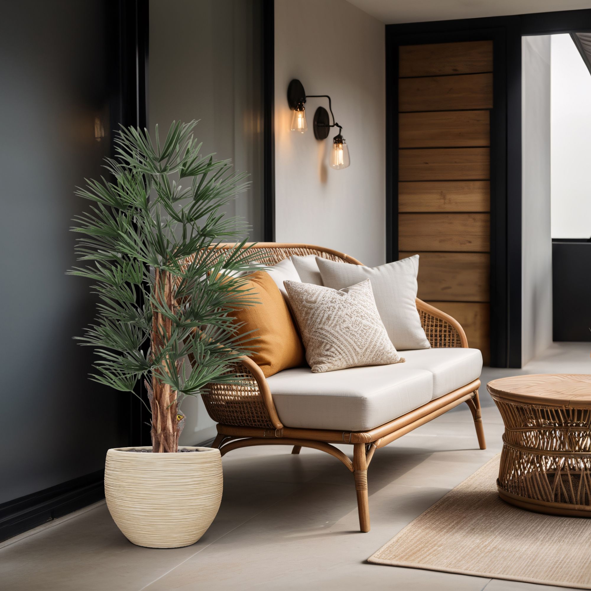 Raphis Kunstpalm 125cm UV in pot